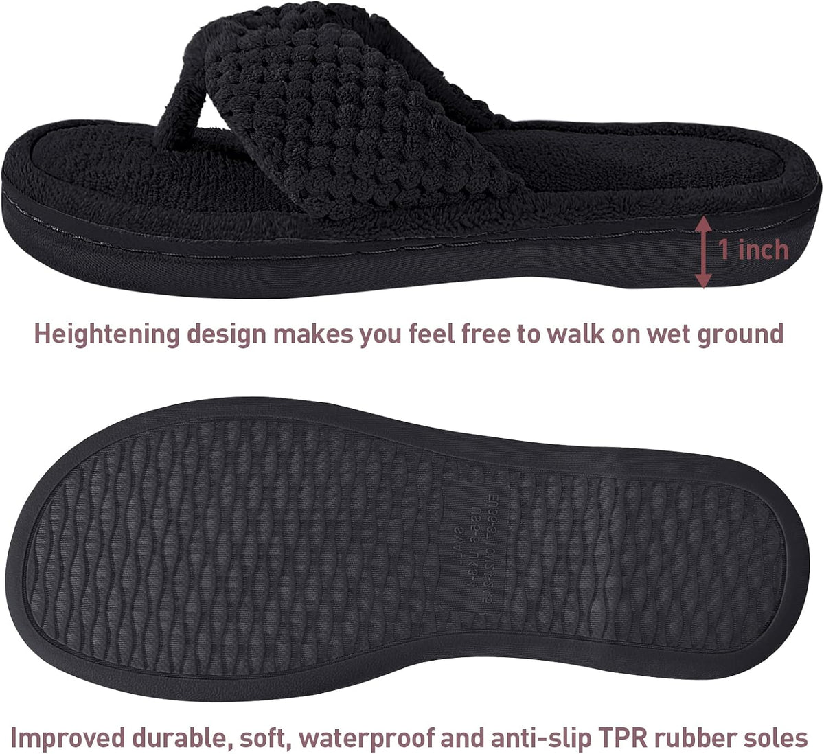 Parlovable Women's Memory Foam Flip Flop Slippers