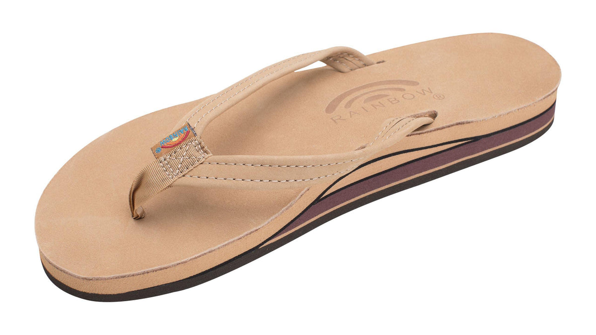 Rainbow Sandals Women's Double Layer, Narrow Strap, Leather Sandals w/Arch