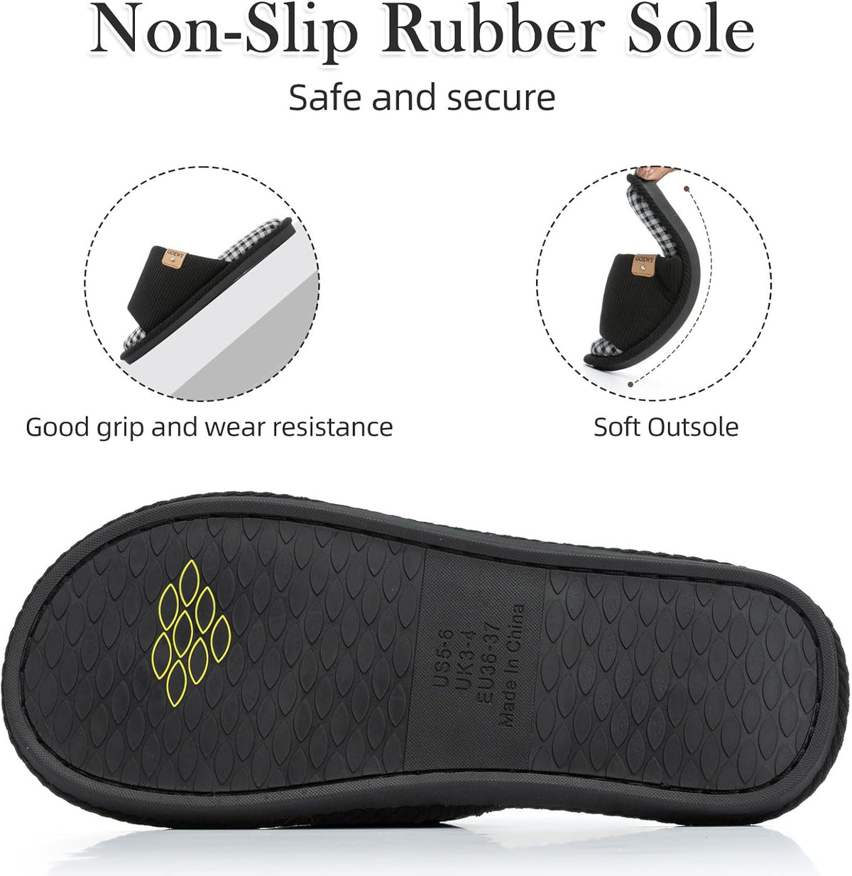 GOEWY Open Toe Corduroy Slippers for Women Memory Foam Casual House Shoes