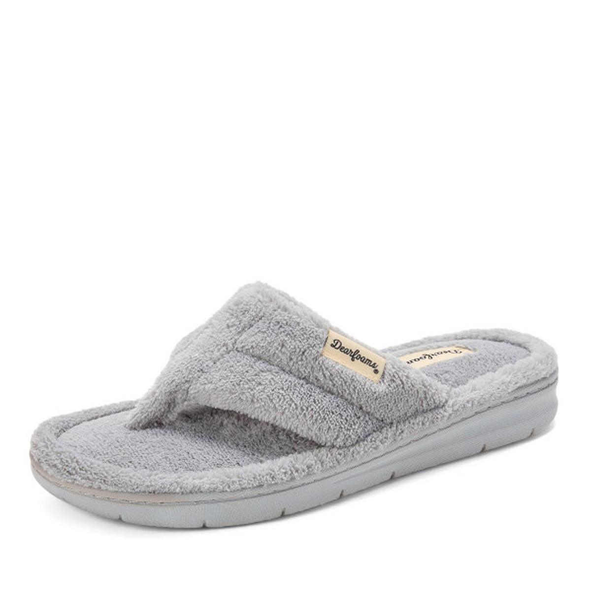Dearfoams Women's Melanie Thong Slide Memory Foam Terry Sandal Summer House Slippers