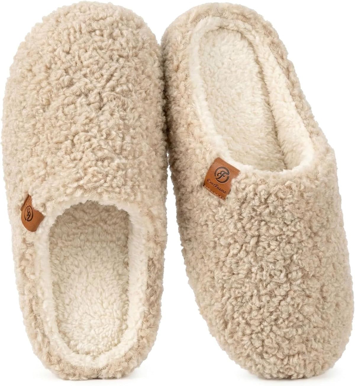 EverFoams Women’s Fuzzy Slippers Slip-on Memory Foam Indoor House Shoes
