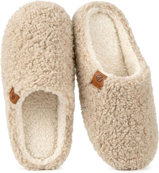 EverFoams Women’s Fuzzy Slippers Slip-on Memory Foam Indoor House Shoes