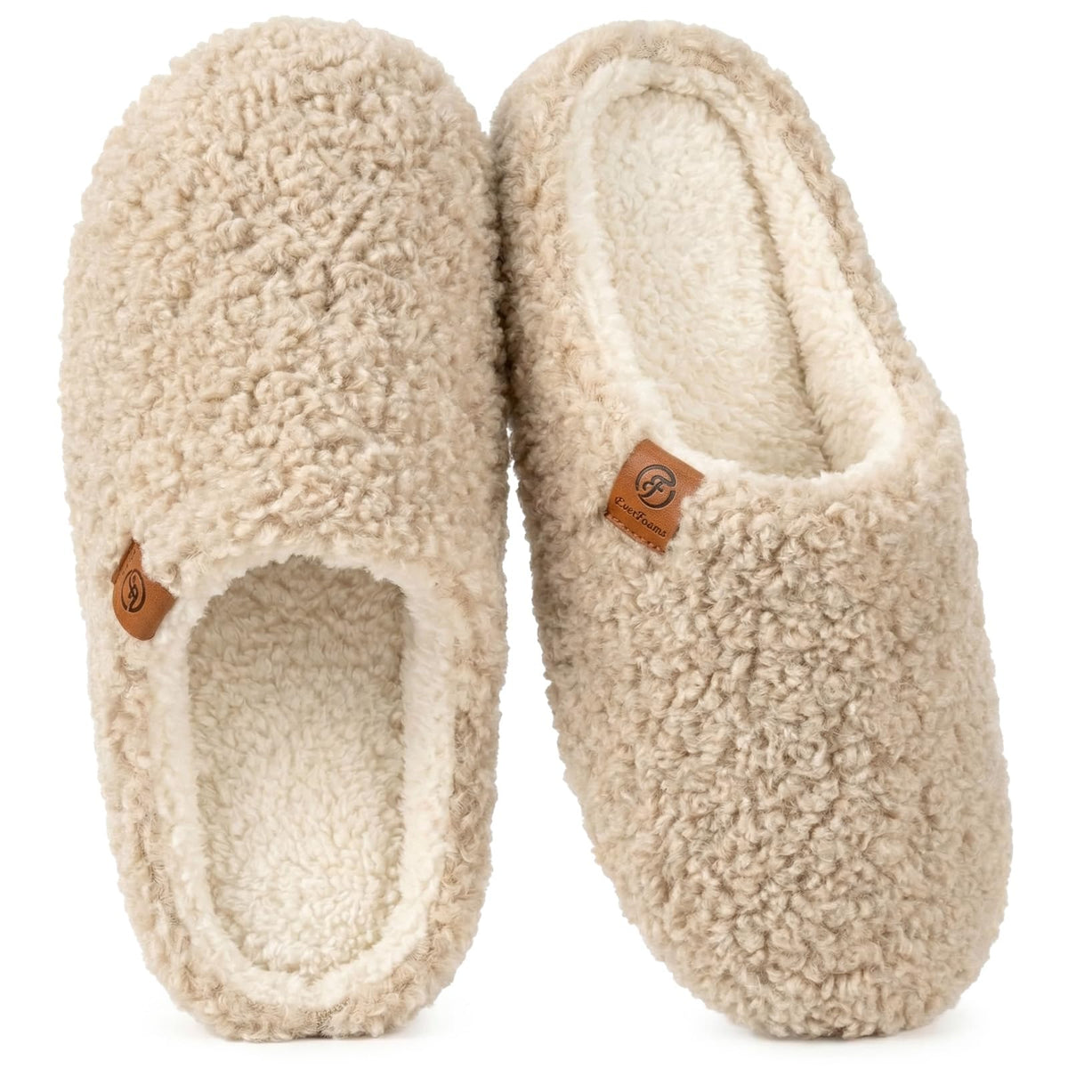 EverFoams Women’s Fuzzy Slippers Slip-on Memory Foam Indoor House Shoes