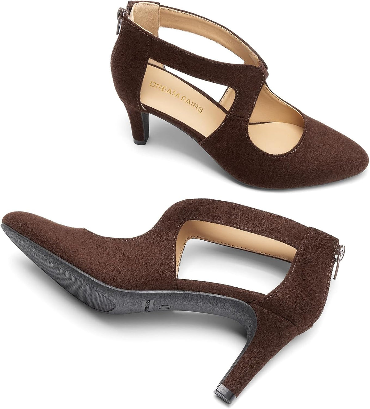 DREAM PAIRS Women's Pumps Closed Pointed Toe Kitten Heels