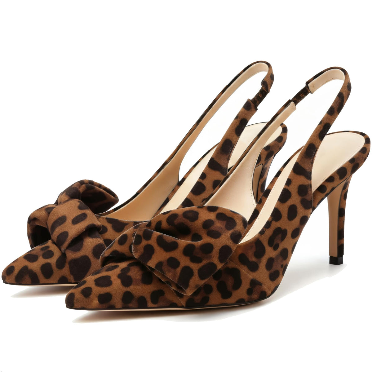 Women's Bow-Detail Slingback Pumps Pointed Toe Stiletto Heels