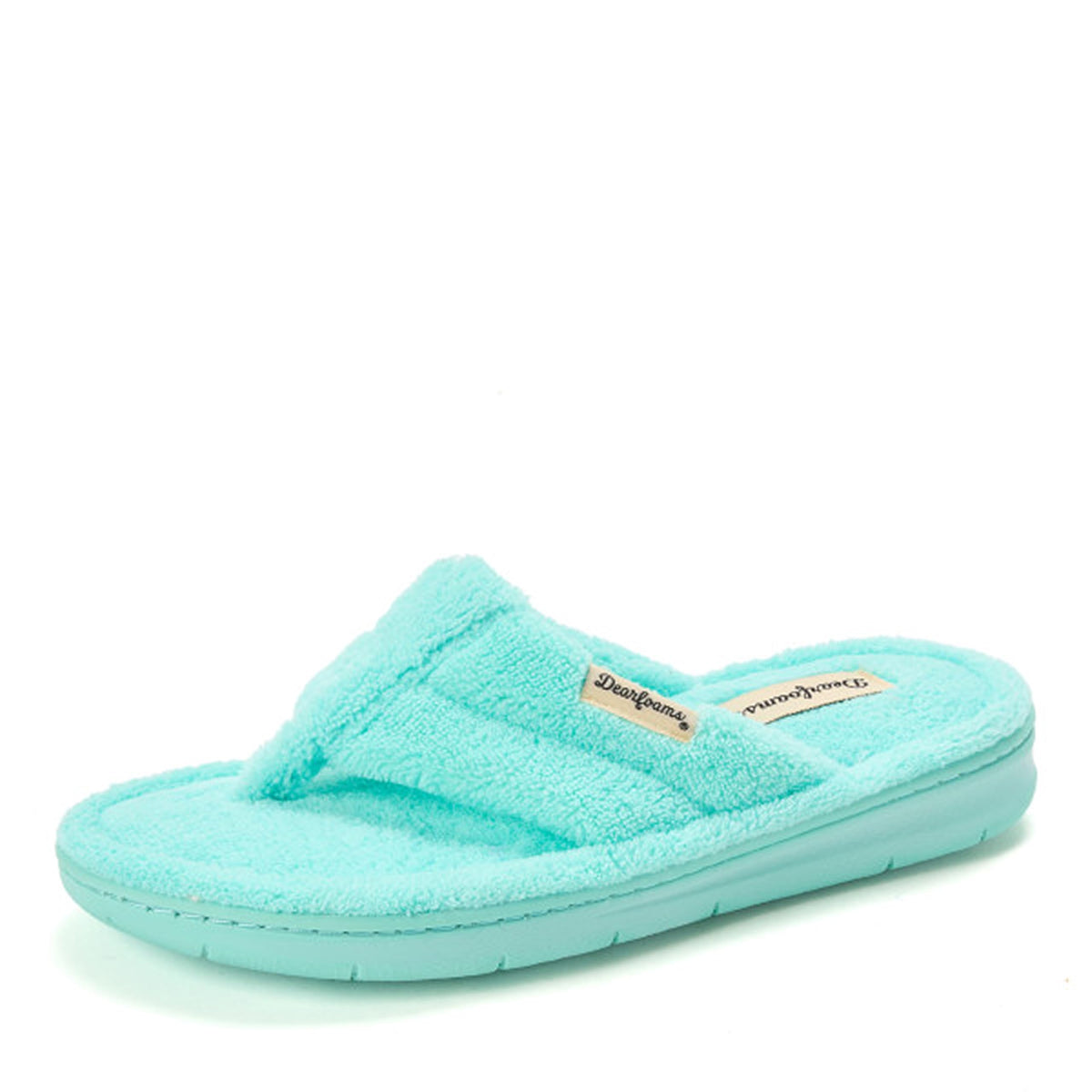 Dearfoams Women's Melanie Thong Slide Memory Foam Terry Sandal Summer House Slippers