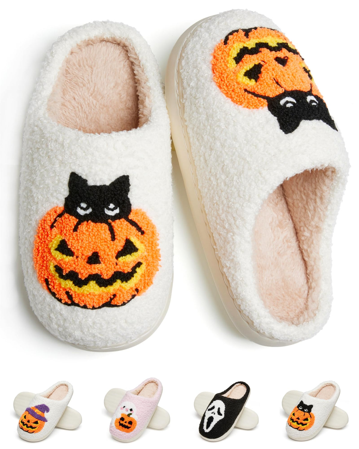 Cute Fuzzy Slippers for Women Men Memory Foam House Shoes indoor outdoor