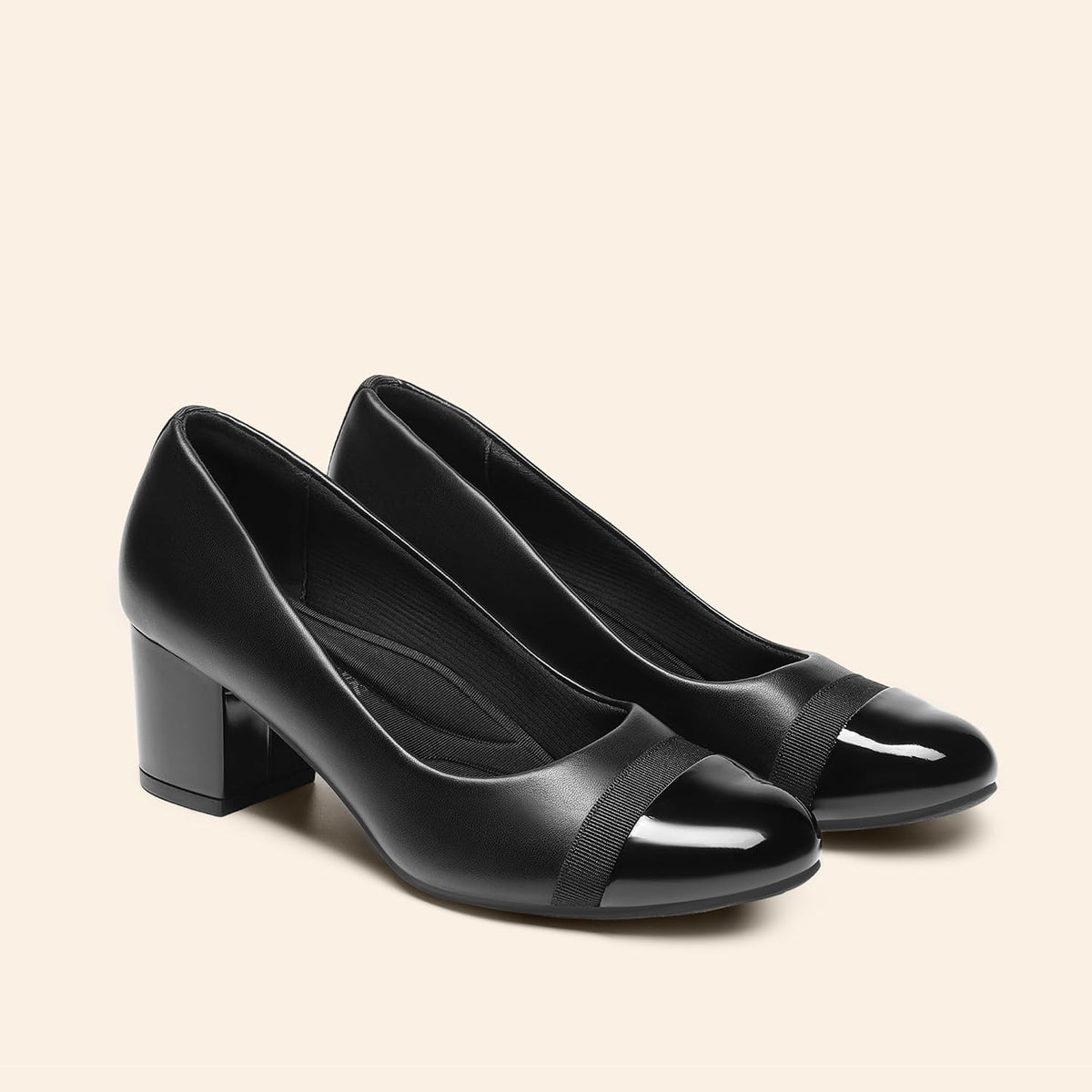 DREAM PAIRS Women's Block Heel Pumps Round Toe Dress Shoes
