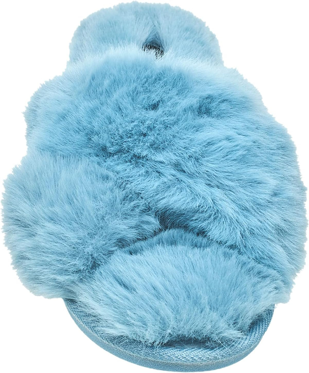 Nine West Women's Fuzzy Crossband Slippers – Soft Plush Open Toe House Slides with Memory Foam Sole
