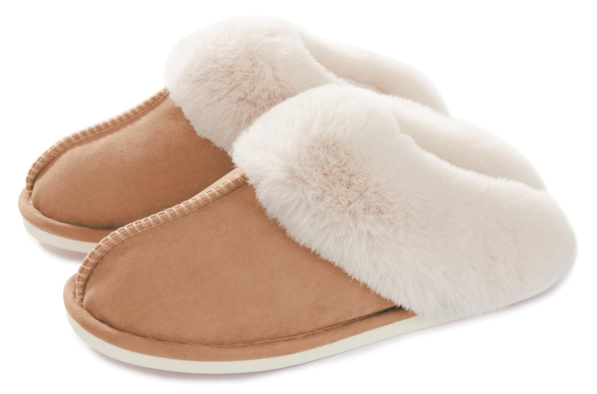 Donpapa Womens Fuzzy Slippers Memory Foam Warm Cozy Indoor House Shoes