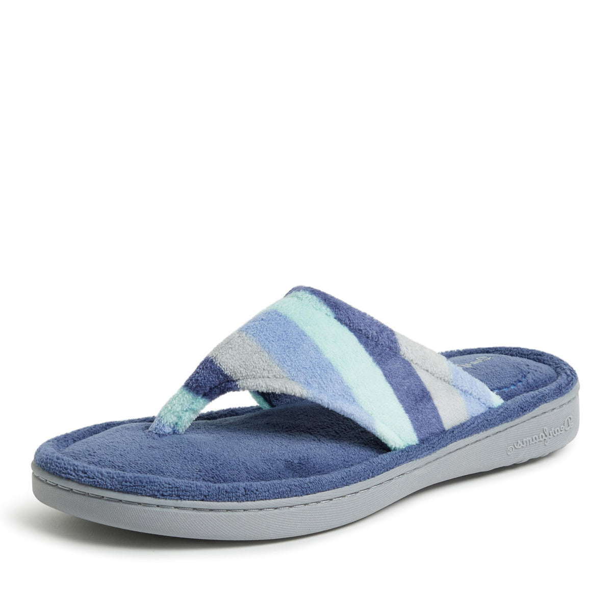 Dearfoams Women's Melanie Thong Slide Memory Foam Terry Sandal Summer House Slippers