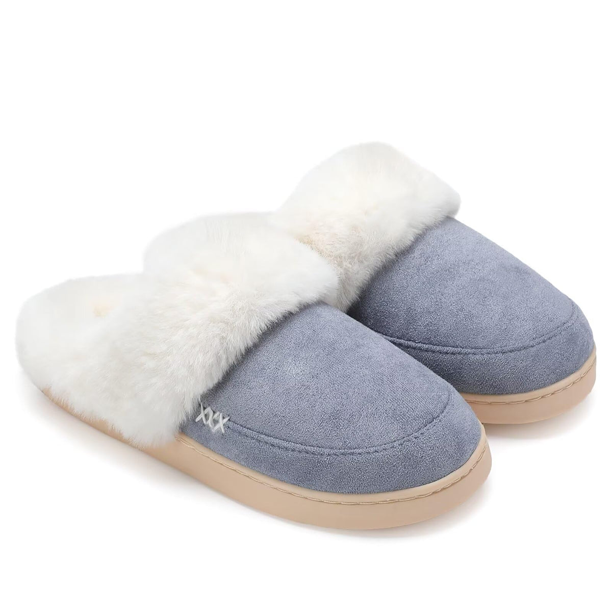 NineCiFun Women's and Men's Memory Foam House Slippers, Faux Fur Lined Indoor Fuzzy Slippers with No-slip Sole, Slip on Suede Home Shoes, Warm Winter Gift for Women & Men