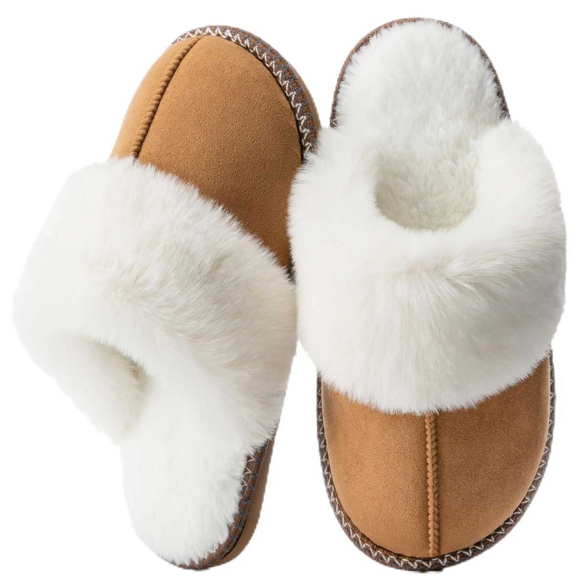 GOEWY Fuzzy Slippers for Women Memory Foam House Shoes Warm Gifts