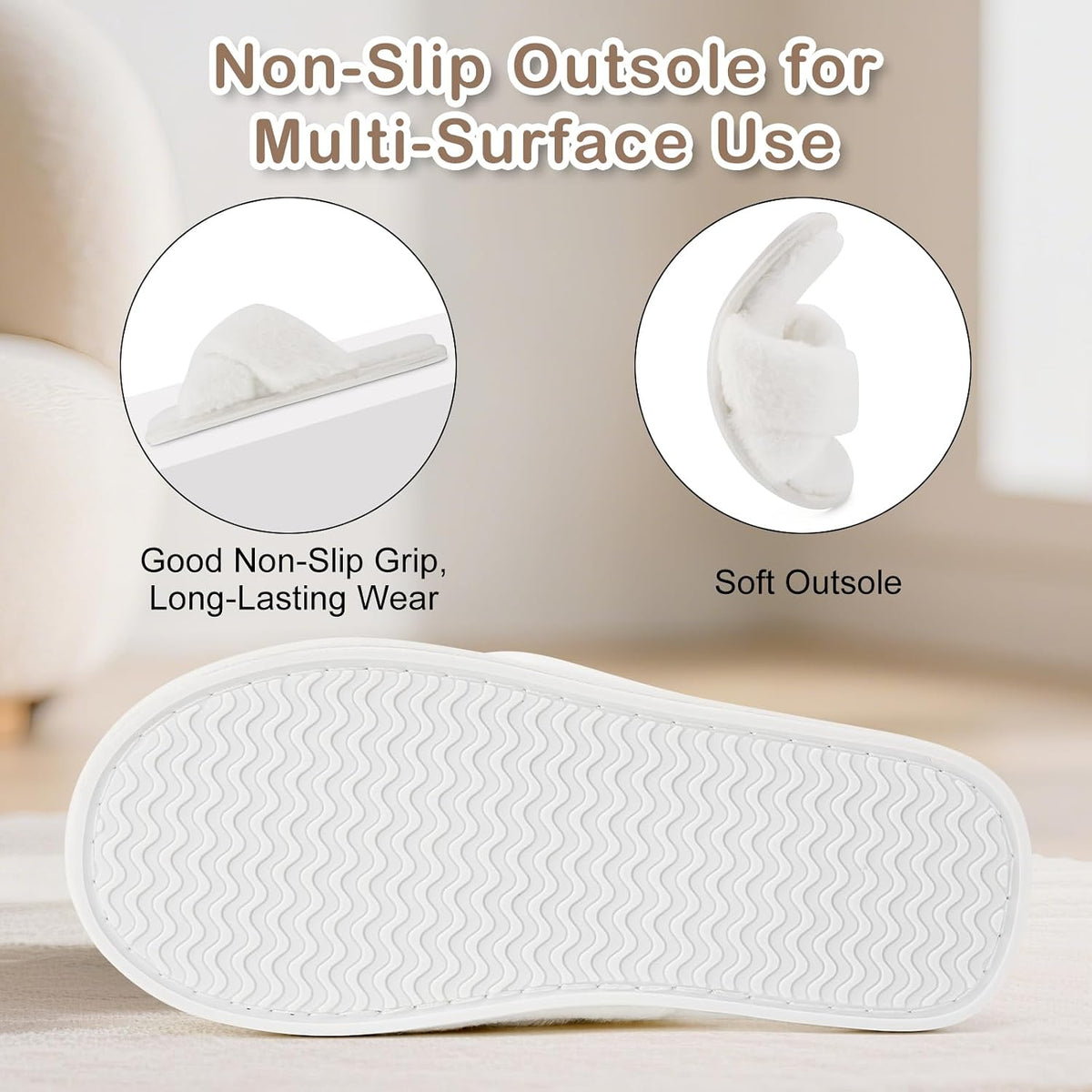 ANLUKE Women's Fuzzy Open Toe House Slippers with Memory Foam