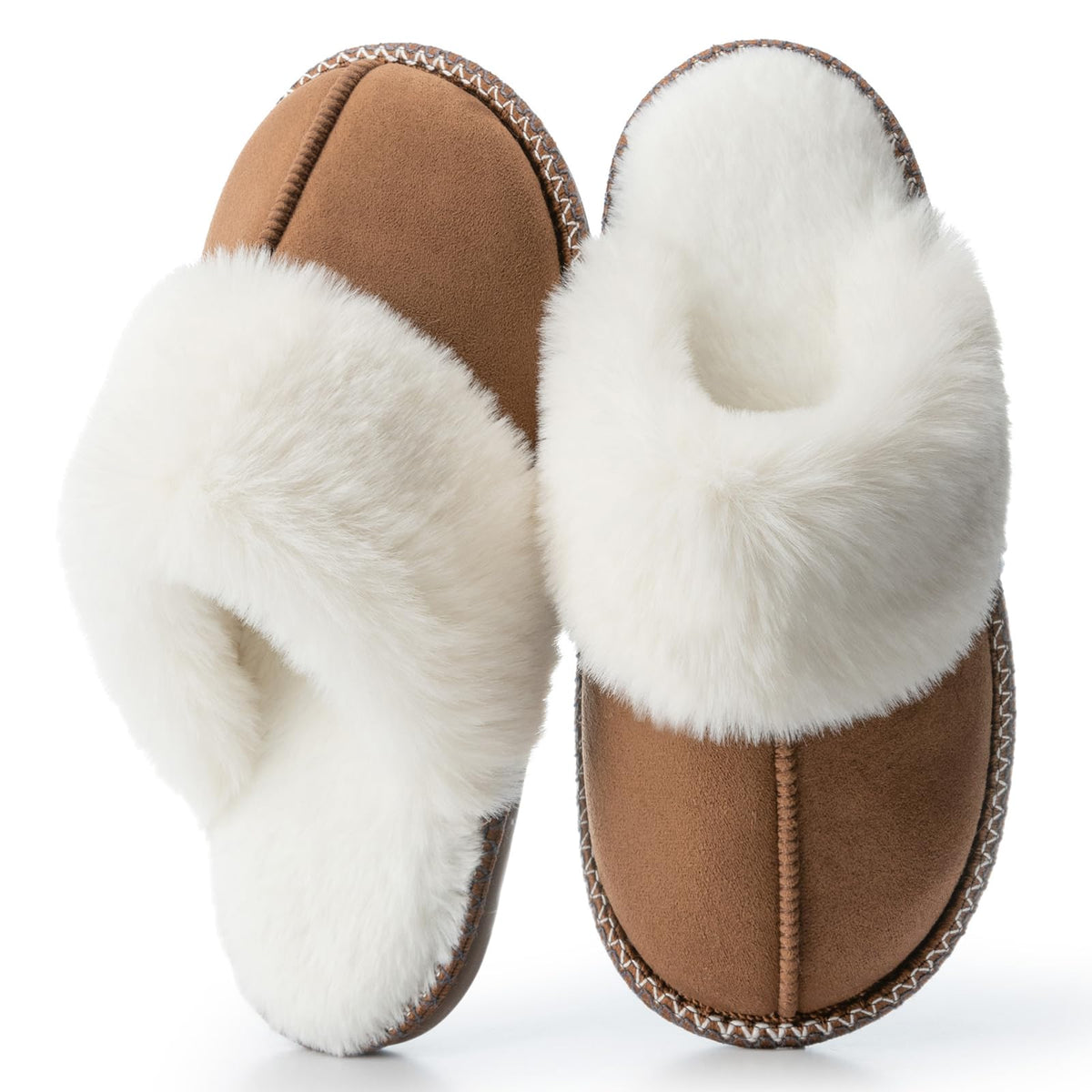 GOEWY Fuzzy Slippers for Women Memory Foam House Shoes Warm Gifts