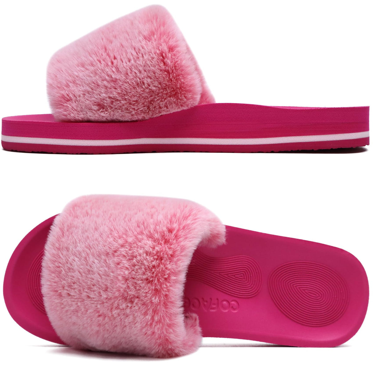 COFACE Womens Slippers with Arch Support Comfy Open Toe Fuzzy Woman House Shoes Plantar Fasciitis Orthotic Ladies Slippers Indoor