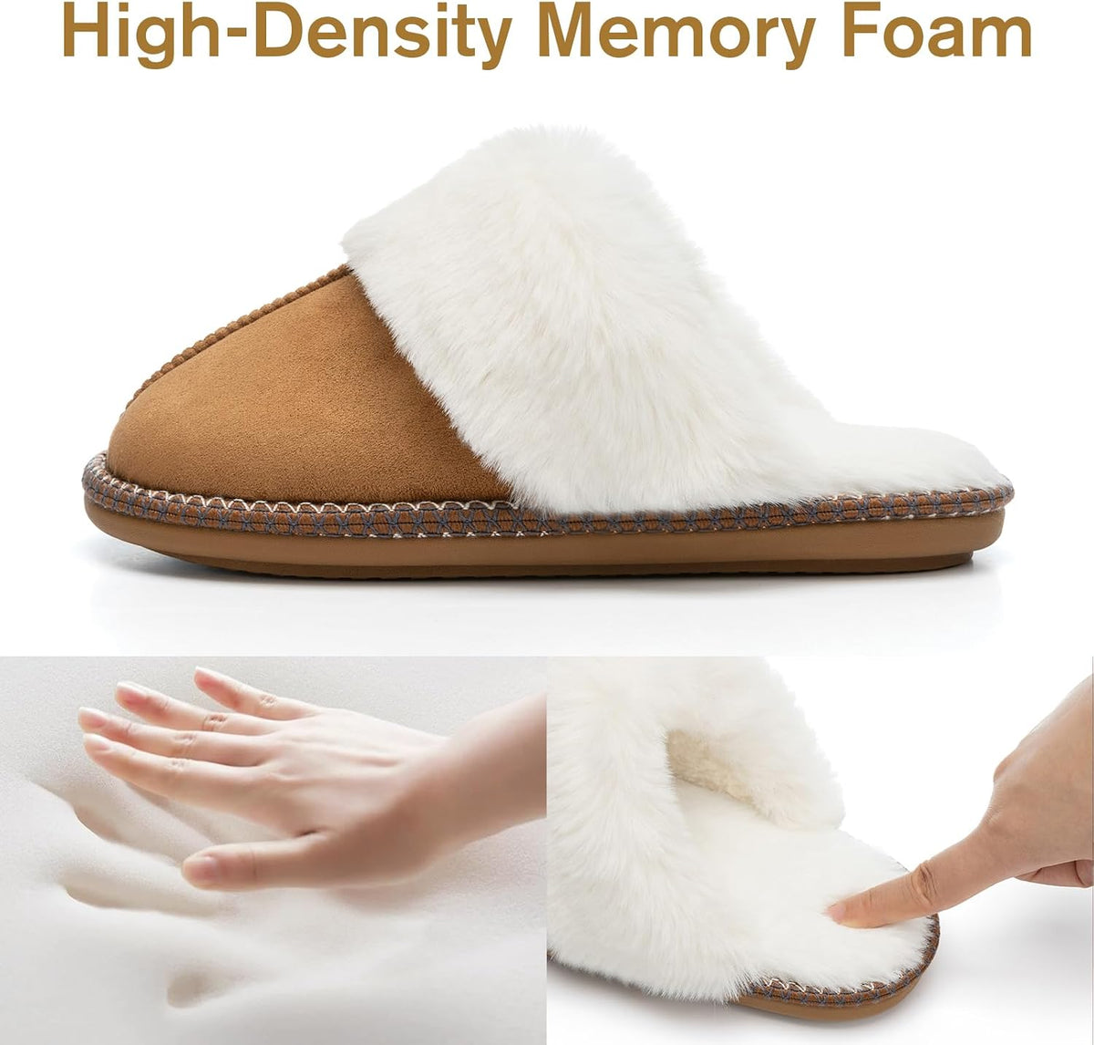 GOEWY Fuzzy Slippers for Women Memory Foam House Shoes Warm Gifts