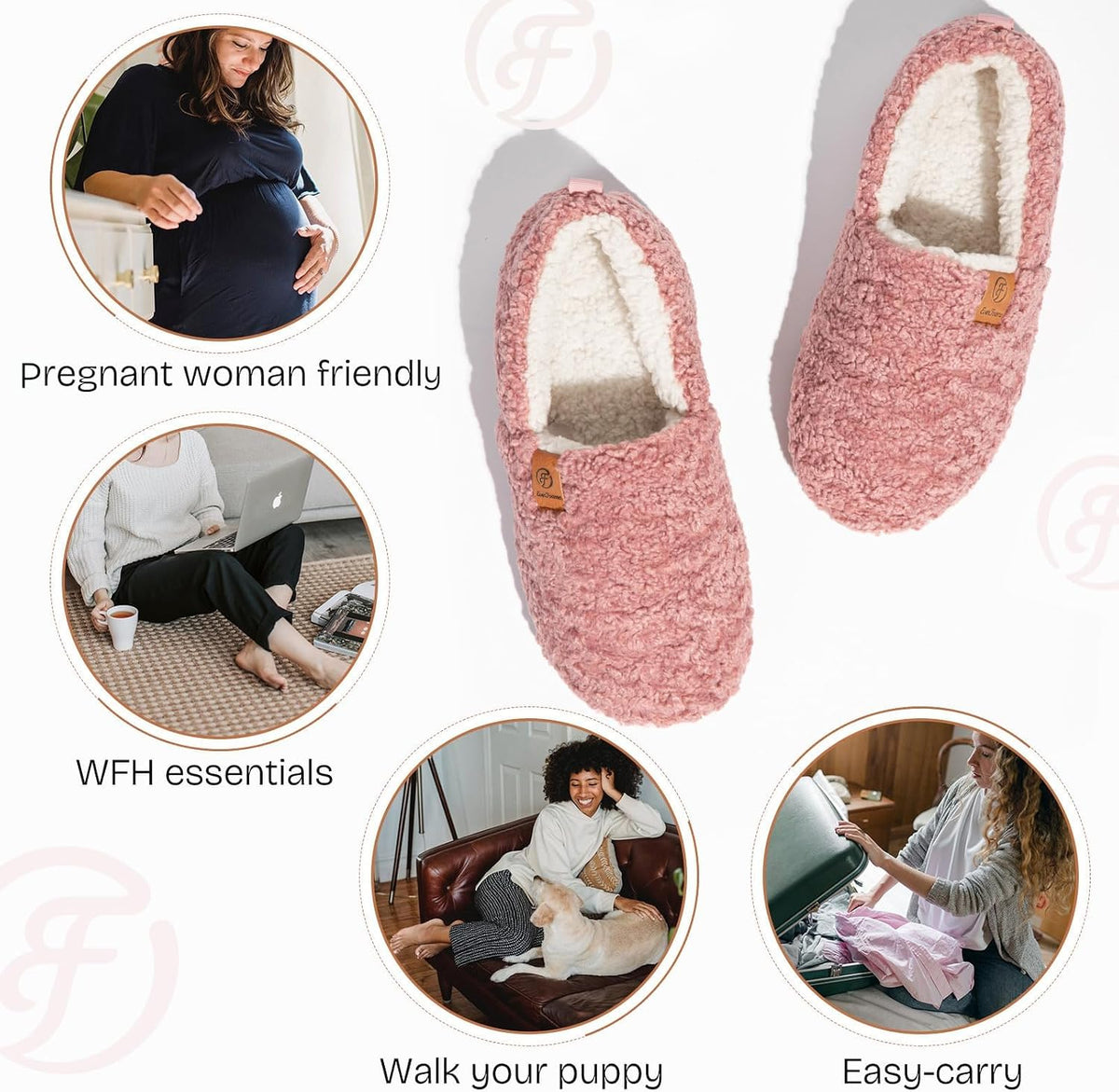 EverFoams Women’s Soft Curly Slippers Memory Foam Lightweight House Shoes