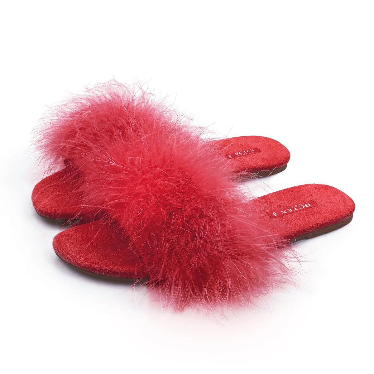 BCTEX COLL Women's Fuzzy Fluffy Open Toe Memory Foam Feather Slippers