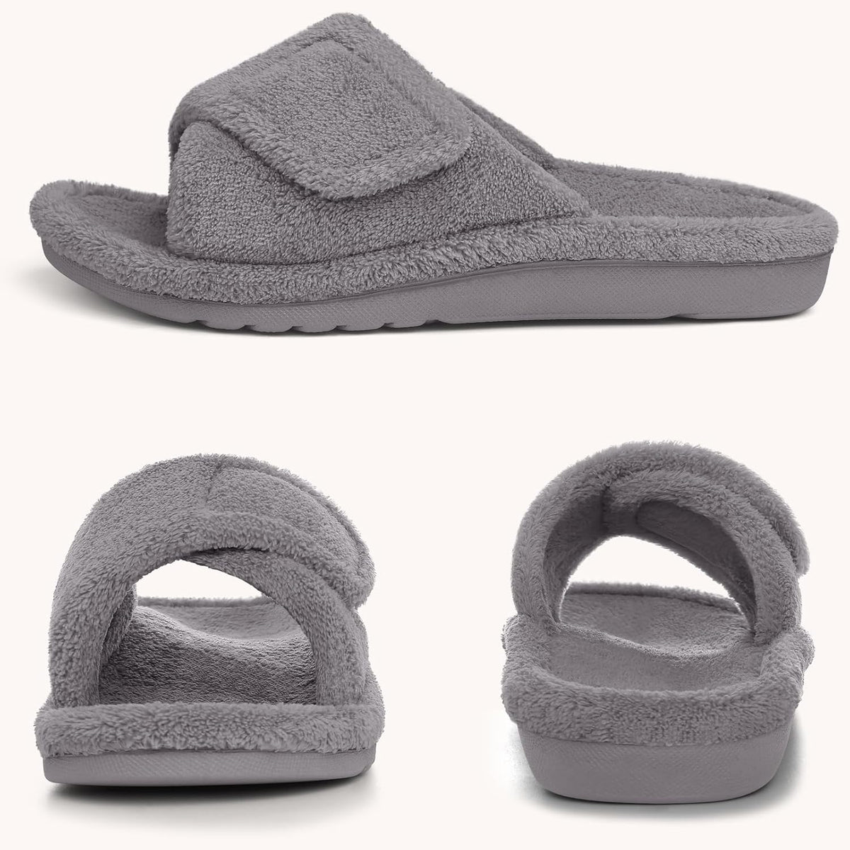 shevalues Orthopedic Slippers for Women with Arch Support Adjustable Open Toe House Shoes for Plantar Fasciitis