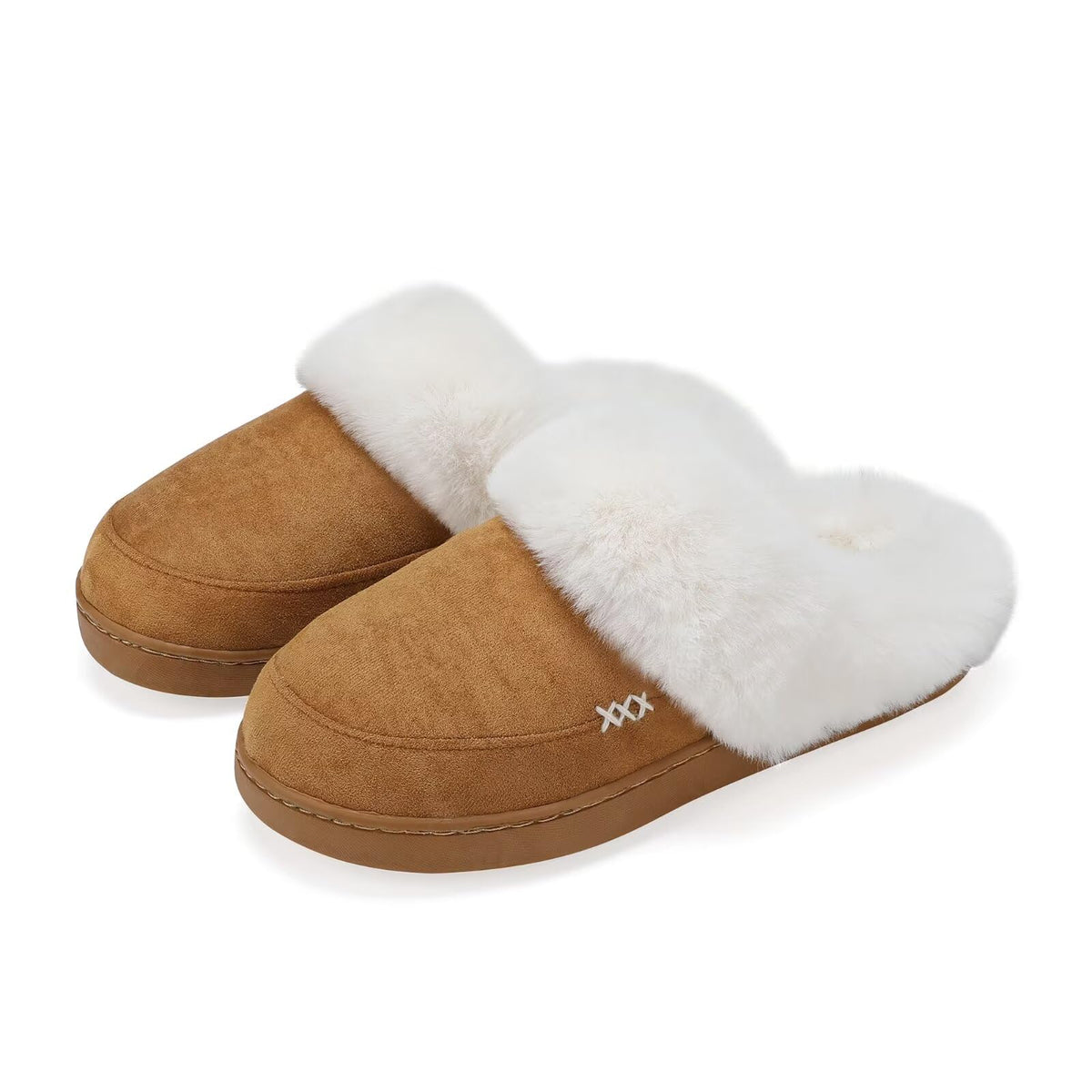 NineCiFun Women's and Men's Memory Foam House Slippers, Faux Fur Lined Indoor Fuzzy Slippers with No-slip Sole, Slip on Suede Home Shoes, Warm Winter Gift for Women & Men