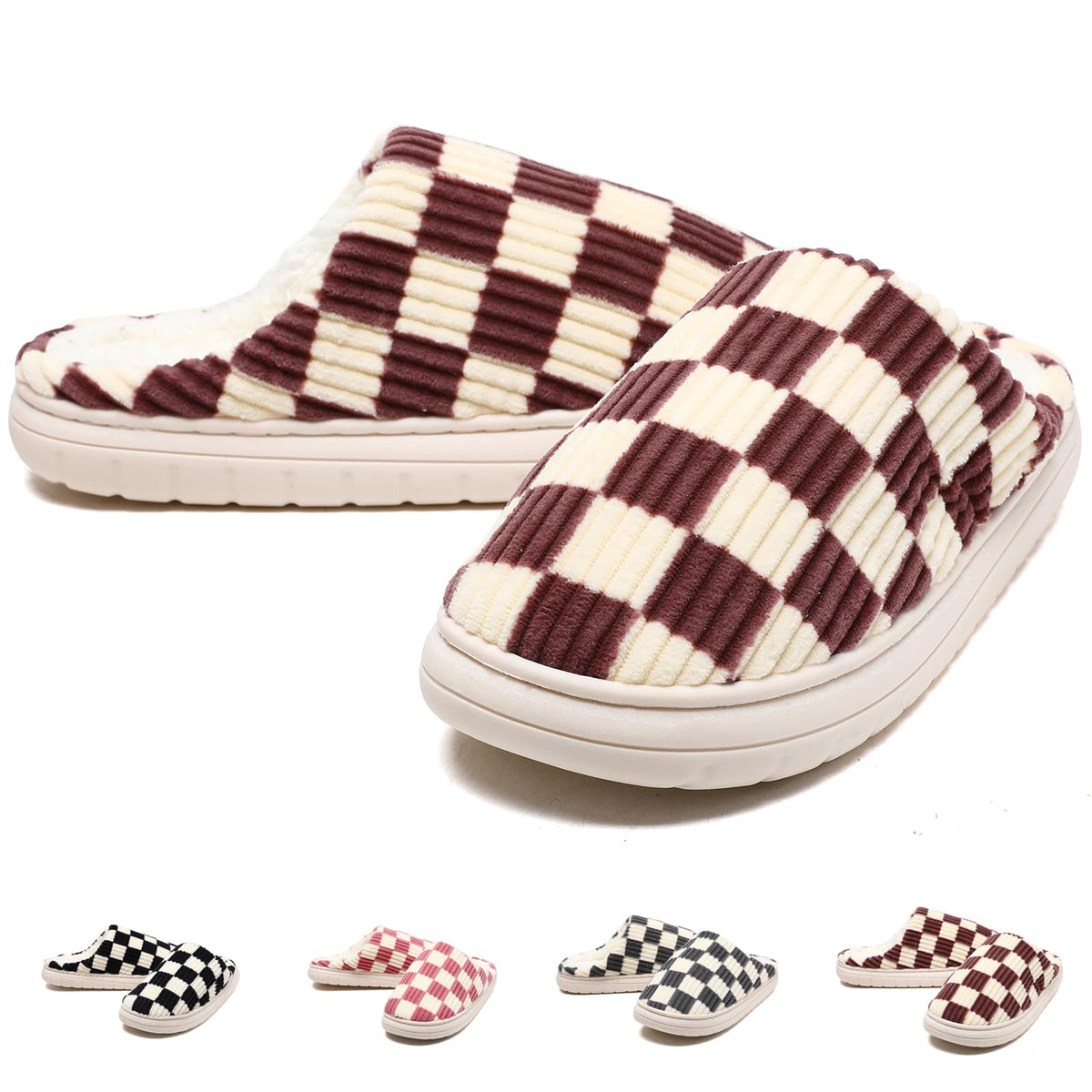 Guyarns House Slippers for Women & Men - Fuzzy, Casual Indoor/Outdoor Shoes with Memory Foam & Faux Fur Lining