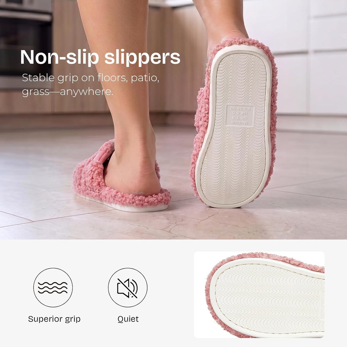 EverFoams Women's Fuzzy Open Toe Slippers Memory Foam Indoor House Shoes