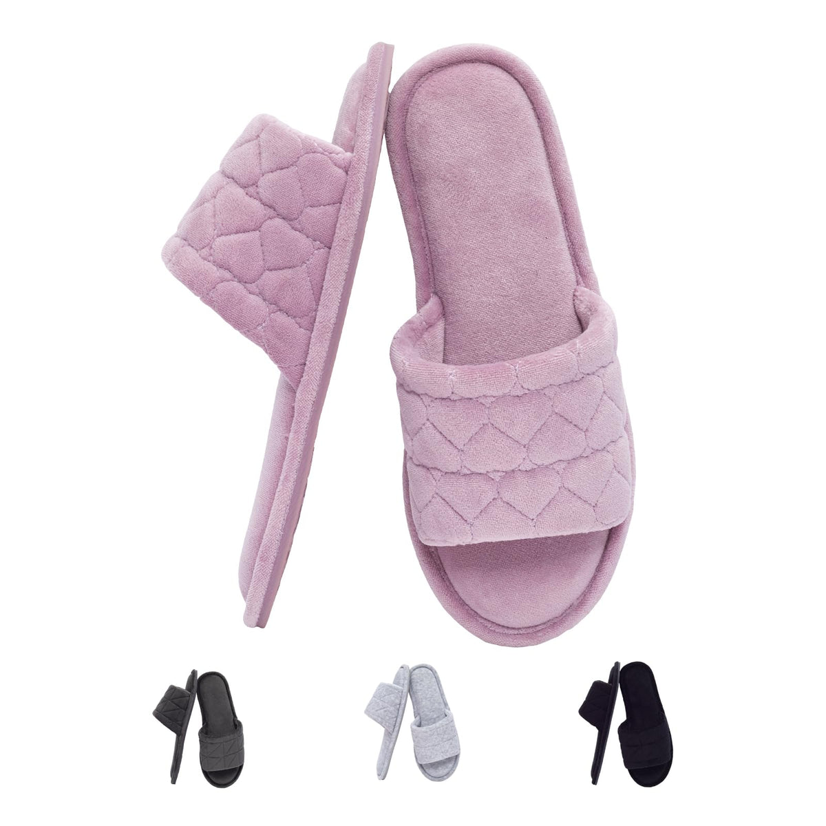 Women's Open Toe House Slippers Soft Velvet Portable Memory Foam GRS