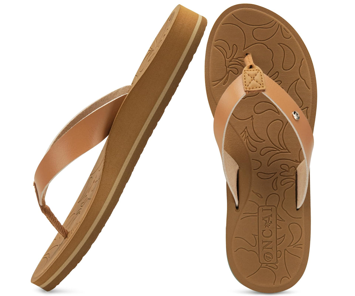 ONCAI Women's Flip Flops Comfortable Arch Support Yoga Mat Summer Beach Walking Thong Cushion Sandals Ladies Outdoor Vacation Essentials Slide Shoes Rubber Soles US Size 5-11
