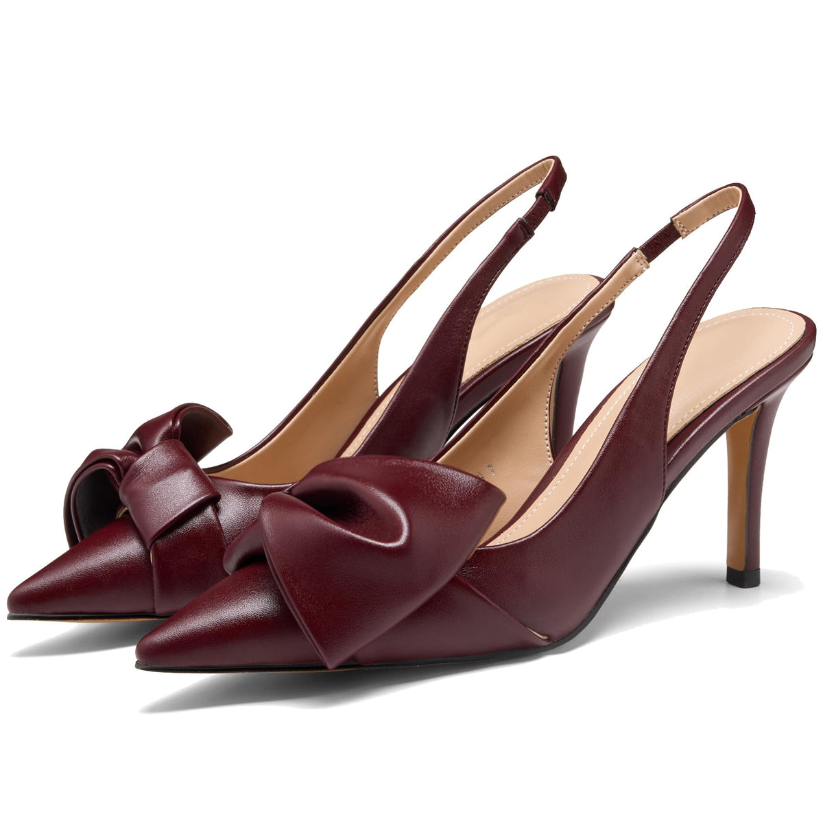 Women's Bow-Detail Slingback Pumps Pointed Toe Stiletto Heels