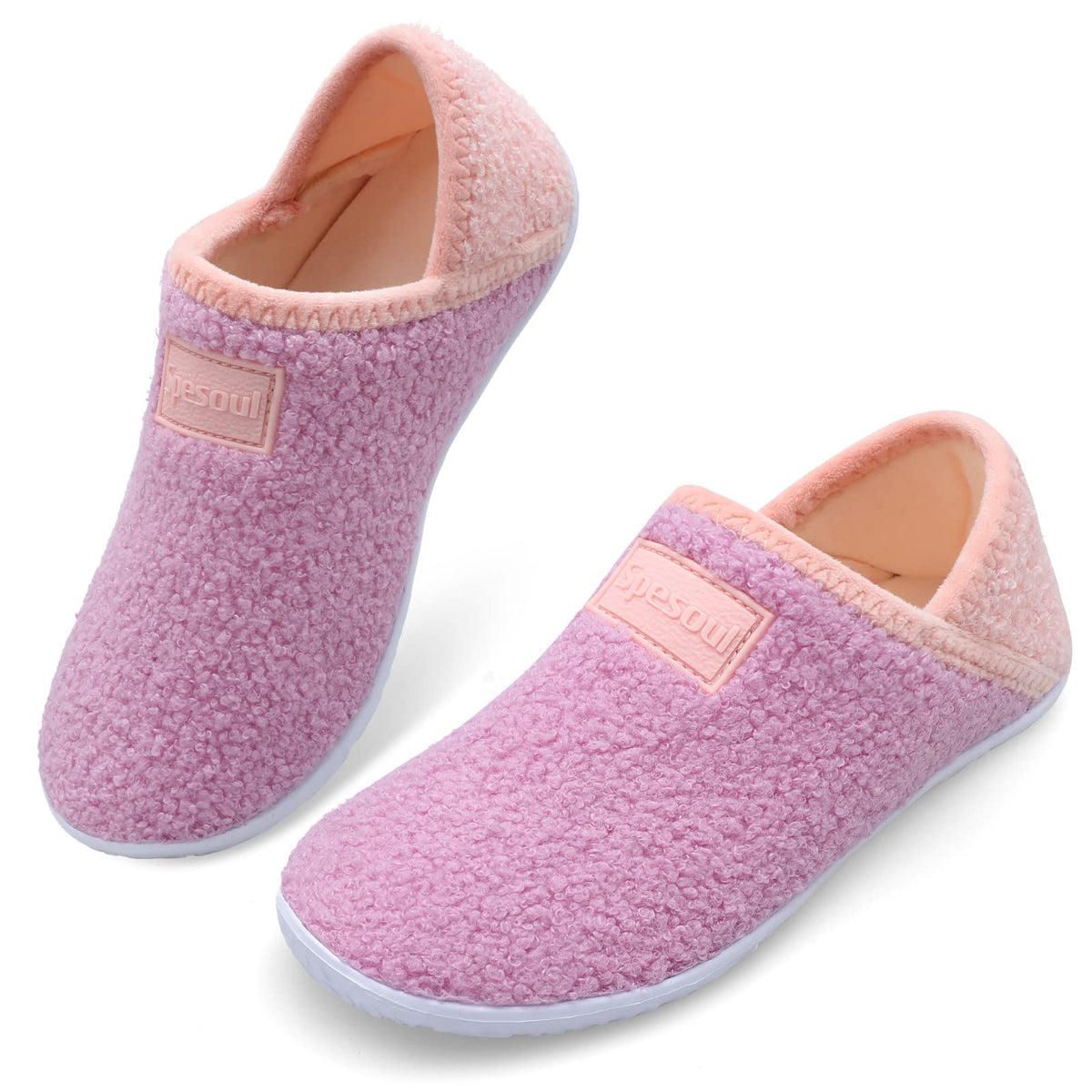Spesoul Fuzzy House Slippers for Women Men Indoor Closed Back Lightweight Cozy Faux Furry Lining Barefoot House Shoes Slipper Socks for Bedroom Home Office Yoga Outdoor Walking Shoes