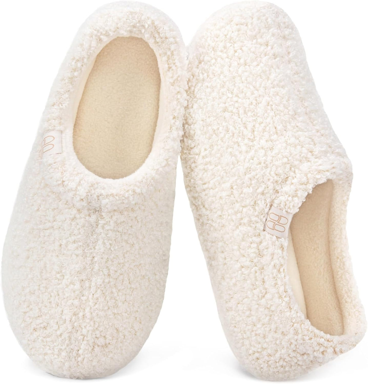 HomeTop Women's Fuzzy Curly Fur Fleece Lining Memory Foam Loafer Slippers
