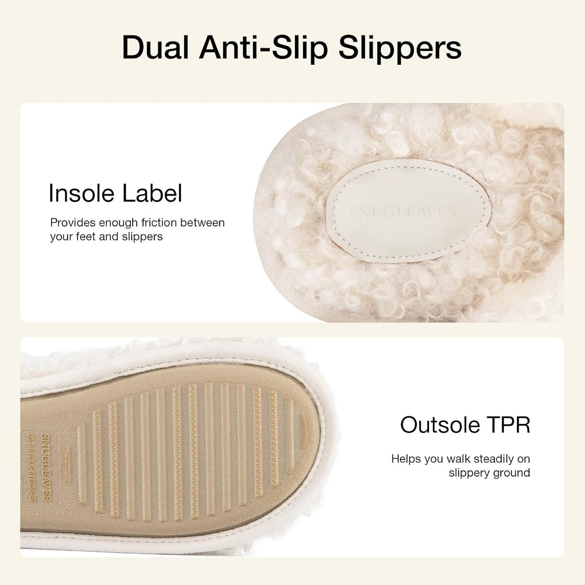 Snug Leaves Women's Scuff Slippers Furry Cute Memory Foam House Shoes