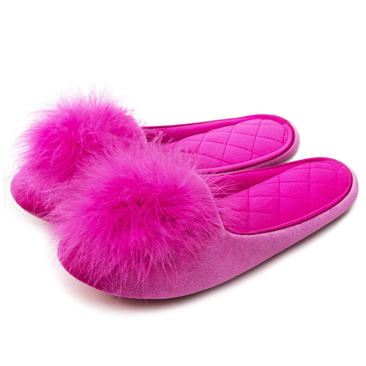 GRITHEIM Women's Fuzzy Pom Pom Velvet Memory Foam House Slippers Ladies Cozy Chenille Knit Bedroom Slippers Non-slip Sole Indoor Outdoor