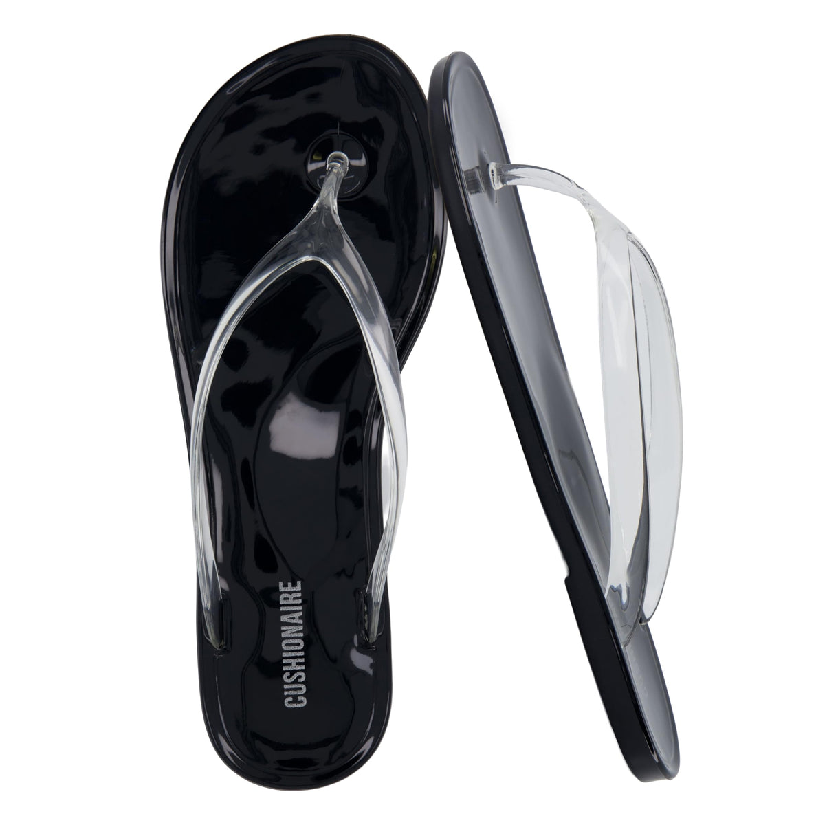 CUSHIONAIRE Splash Jelly Flip Flops for Women With Flexible Sole, Glossy Jelly Finish Summer Sandals for Women