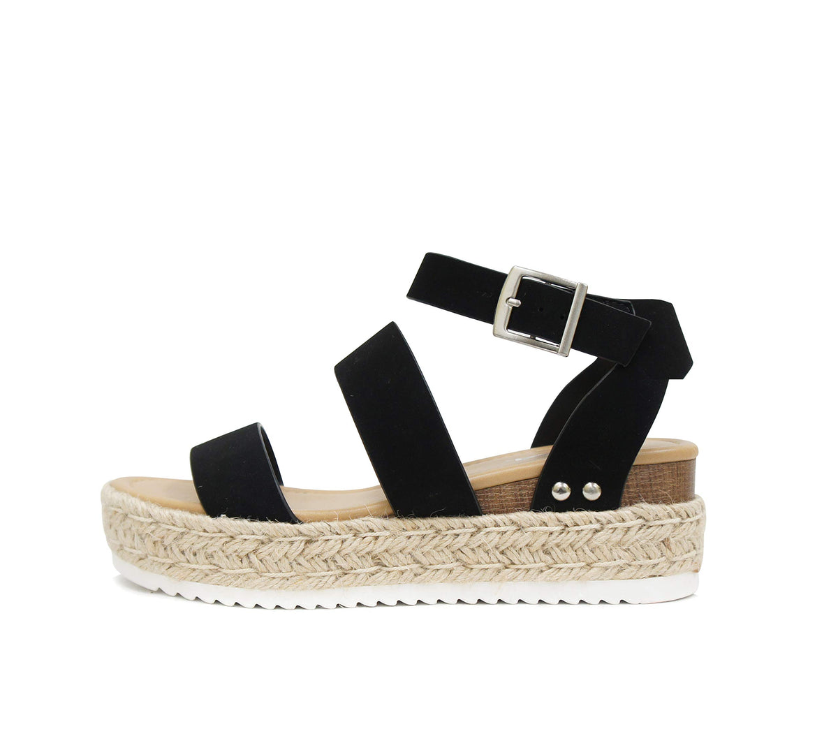 Soda Topic Open Toe Buckle Ankle Strap Espadrilles Flatform Wedge Casual Sandal