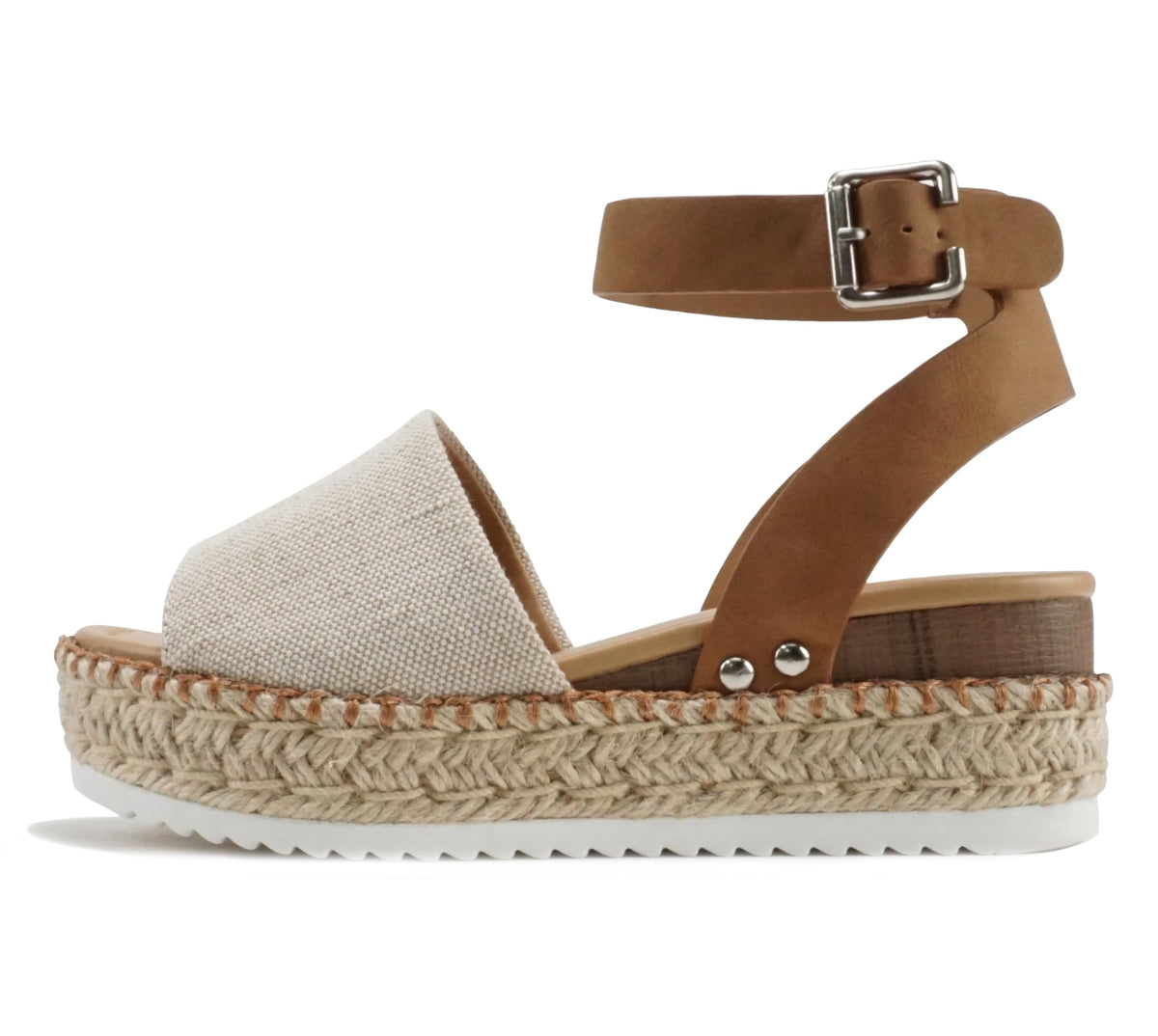Soda Topic Open Toe Buckle Ankle Strap Espadrilles Flatform Wedge Casual Sandal