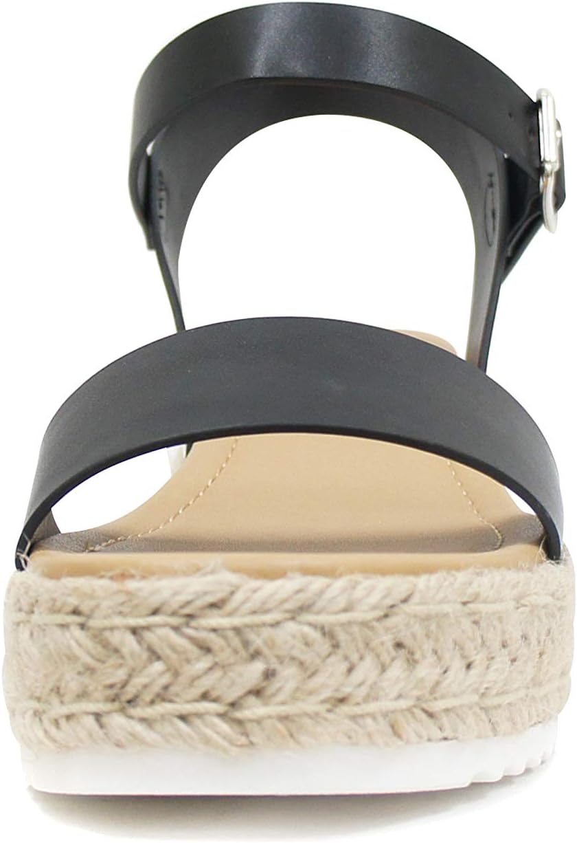 Soda CLIP ~ Women Open Toe Ankle Strap Platform Espadrille Sandal