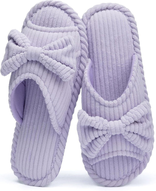GOEWY Cute Slippers for Women Indoor with Bow Open Toe Summer Shoes