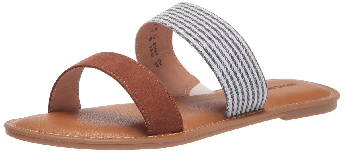 Amazon Essentials Women's Two Band Slip On Open Toe Fashion Slide Sandal