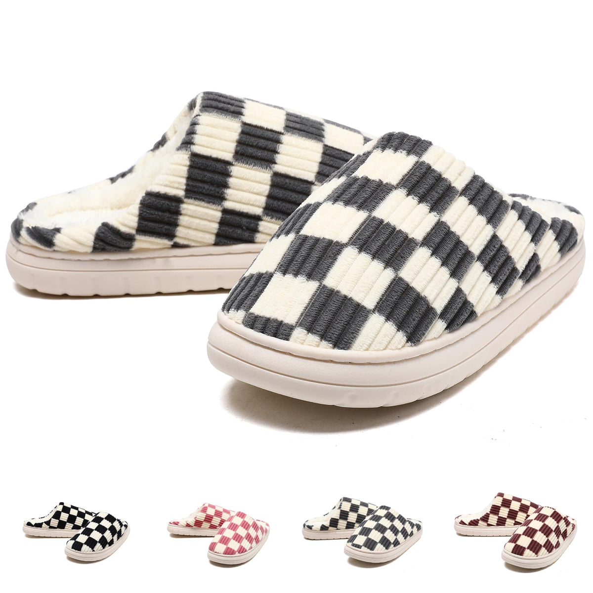Guyarns House Slippers for Women & Men - Fuzzy, Casual Indoor/Outdoor Shoes with Memory Foam & Faux Fur Lining