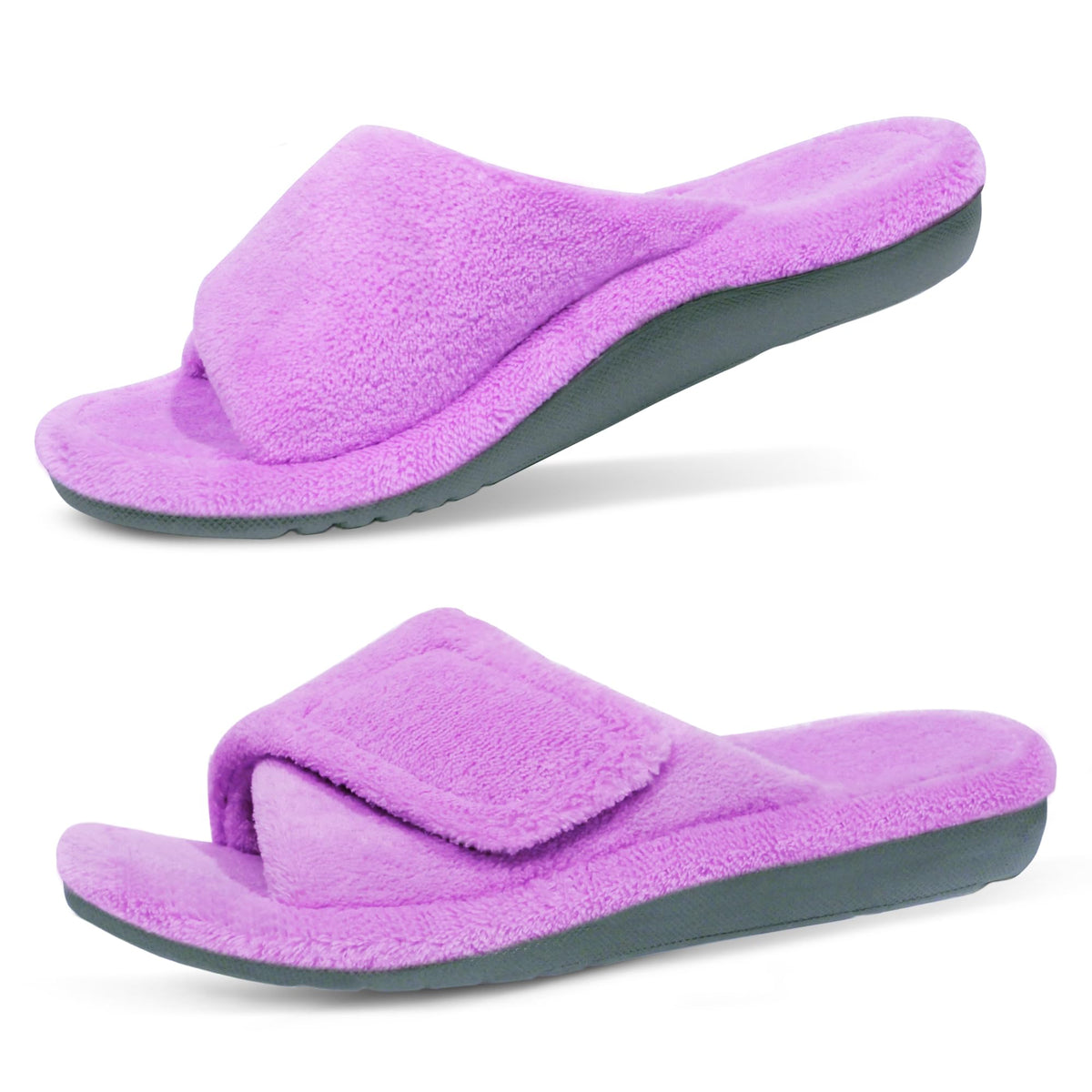 GRITHEIM Women's Orthotic Arch Support Slippers Fuzzy Adjustable Orthopedic Slippers for Plantar Fasciitis Furry Slide for Ladies