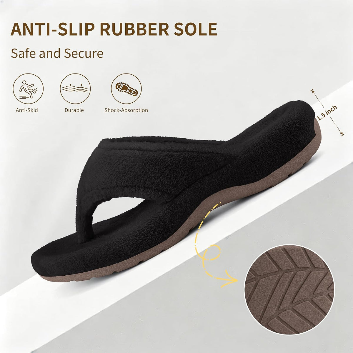 BCSTUDIO Women's Orthopedic Flip Flop Fuzzy Slippers with Arch Support