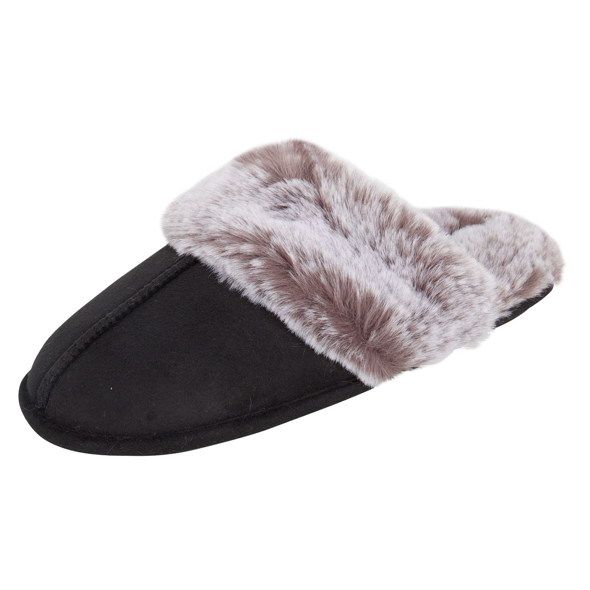 Jessica Simpson womens Comfy Faux Fur House Slipper Scuff Memory Foam Slip on Anti-skid SoleSlipper