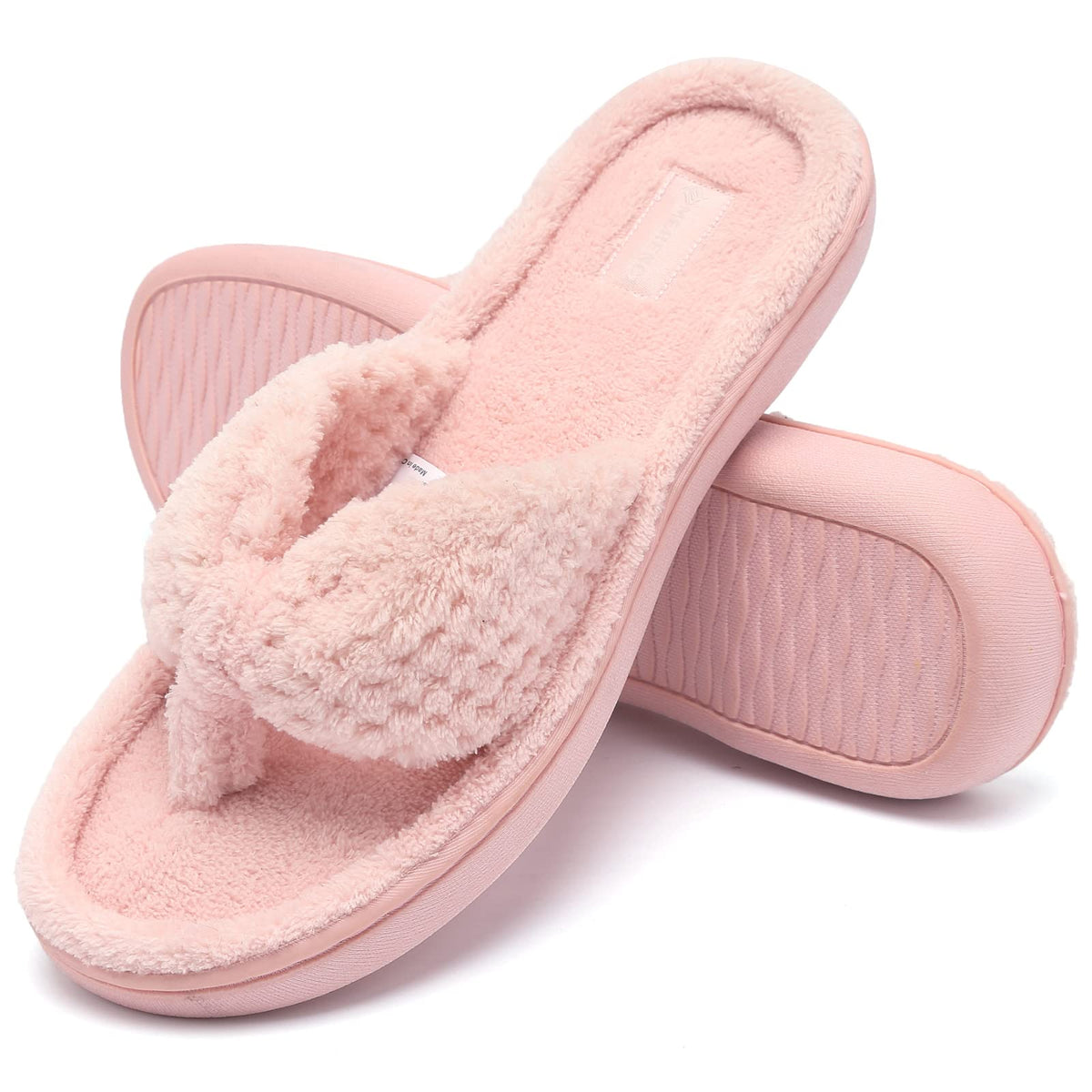 CIOR Women's Cozy Memory Foam Spa Thong Flip Flops House Indoor Slippers Plush Gridding Velvet Lining Clog Style-U1MTW017-0716