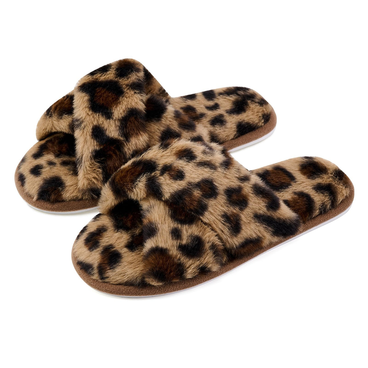 ANLUKE Women's Fuzzy Open Toe House Slippers with Memory Foam