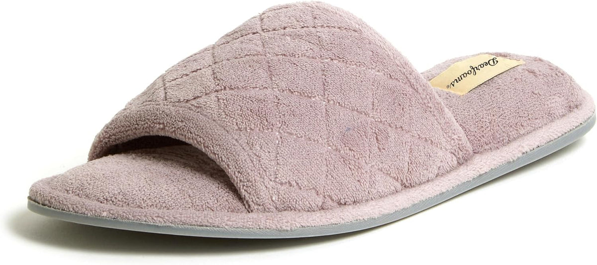 Dearfoams womens Slipper Memory Foam Summer House Shoe Beatrice Terry Slide
