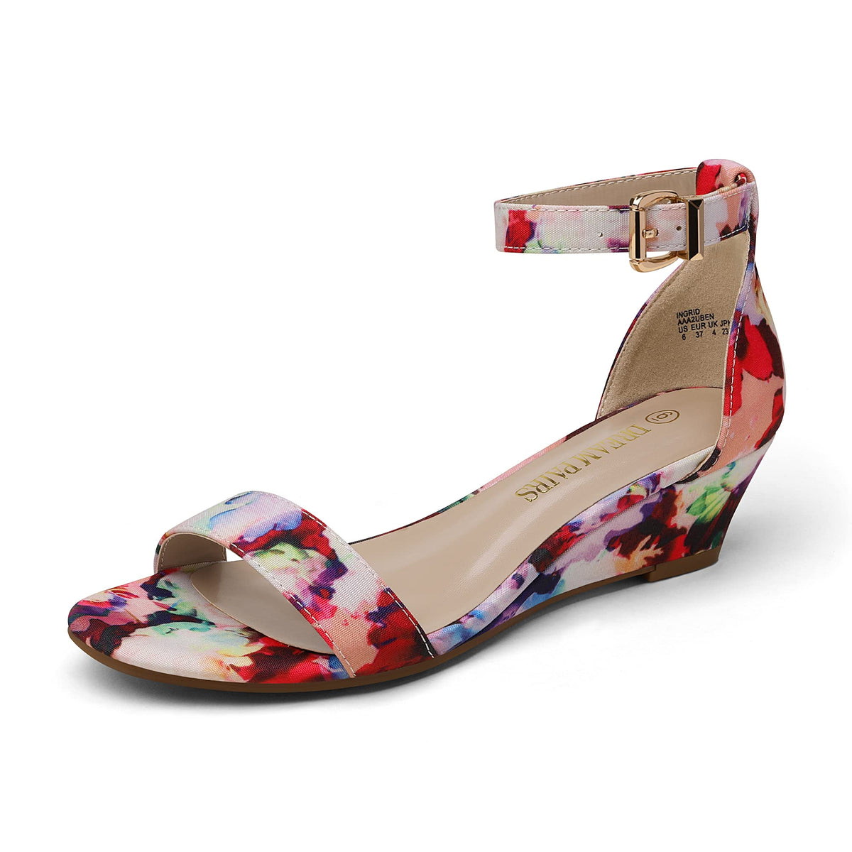 DREAM PAIRS Women's Ingrid Ankle Strap Low Wedge Sandal