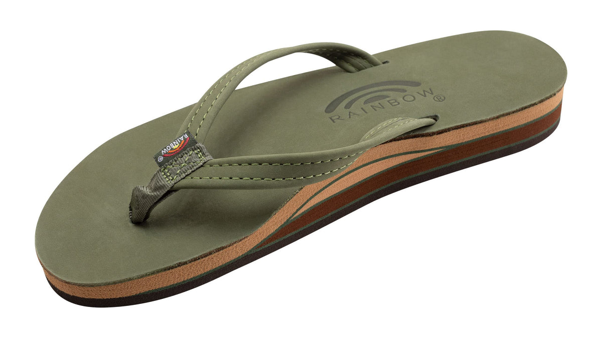 Rainbow Sandals Women's Double Layer, Narrow Strap, Leather Sandals w/Arch