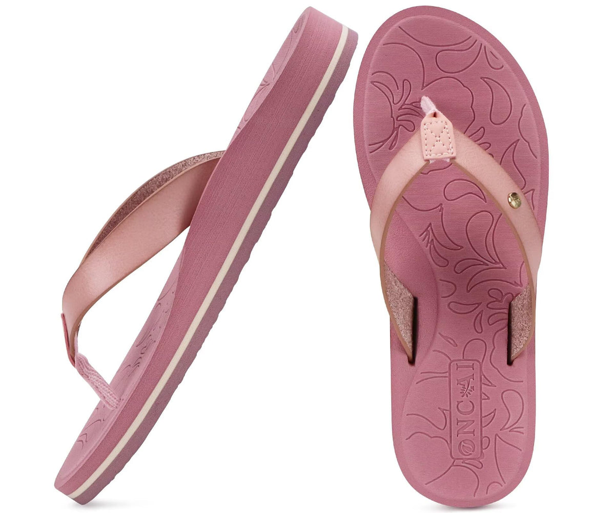 ONCAI Women's Flip Flops Comfortable Arch Support Yoga Mat Summer Beach Walking Thong Cushion Sandals Ladies Outdoor Vacation Essentials Slide Shoes Rubber Soles US Size 5-11